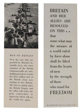 Item #178189 OFFICIAL WORLD WAR II BOOKMARKER (July, 1941). World War II bookmarker
