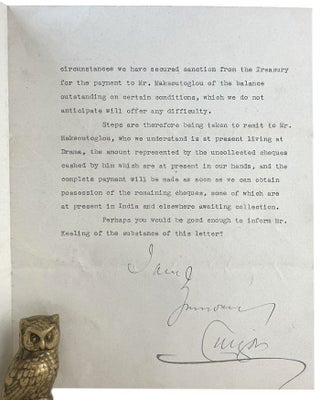 Item #179364 TYPED LETTER, signed, to Lord Younger:. George Nathaniel Curzon