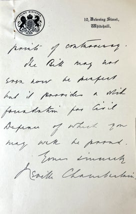 TWO AUTOGRAPH LETTERS, one from Neville Chamberlain, signed, and one from Sir Horace Wilson, signed, both to Sir John Anderson: