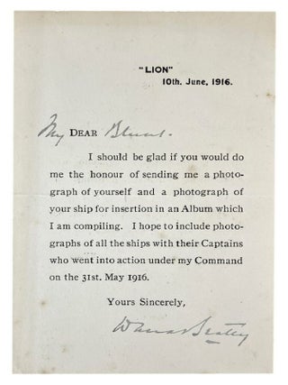 Item #184551 PRINTED NOTICE, with autograph salutation to 'Blunt':. David Beatty, First Earl