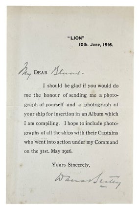 Item #184551 PRINTED NOTICE, with autograph salutation to 'Blunt':. David Beatty, First...