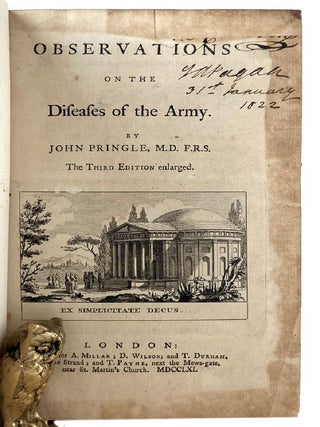 Item #184672 OBSERVATIONS ON THE DISEASES OF THE ARMY. The Third Edition enlarged. John Pringle