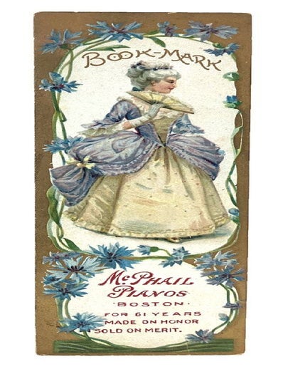 Item #184846 McPHAIL PIANO BOOKMARKER, [c.1900]. Boston McPhail Piano Co.