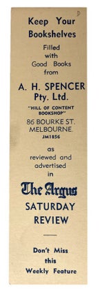 Item #184848 A. H. SPENCER PTY. LTD. "HILL OF CONTENT" BOOKSHOP. The Argus, Melbourne