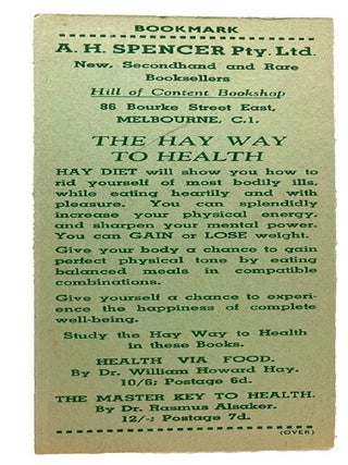 Item #184858 A. H. SPENCER PTY. LTD. "HILL OF CONTENT" BOOKSHOP. A. H. Spencer
